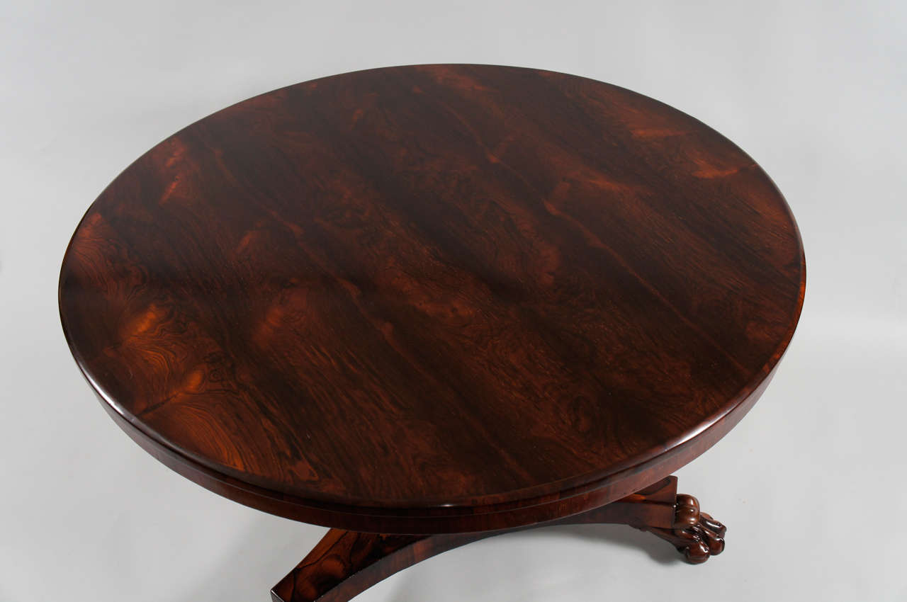 English Regency Rosewood Centre Table with Paw Feet