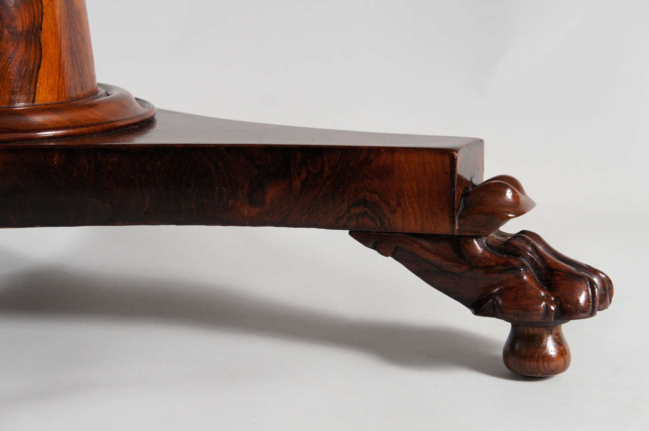 19th Century Regency Rosewood Centre Table with Paw Feet
