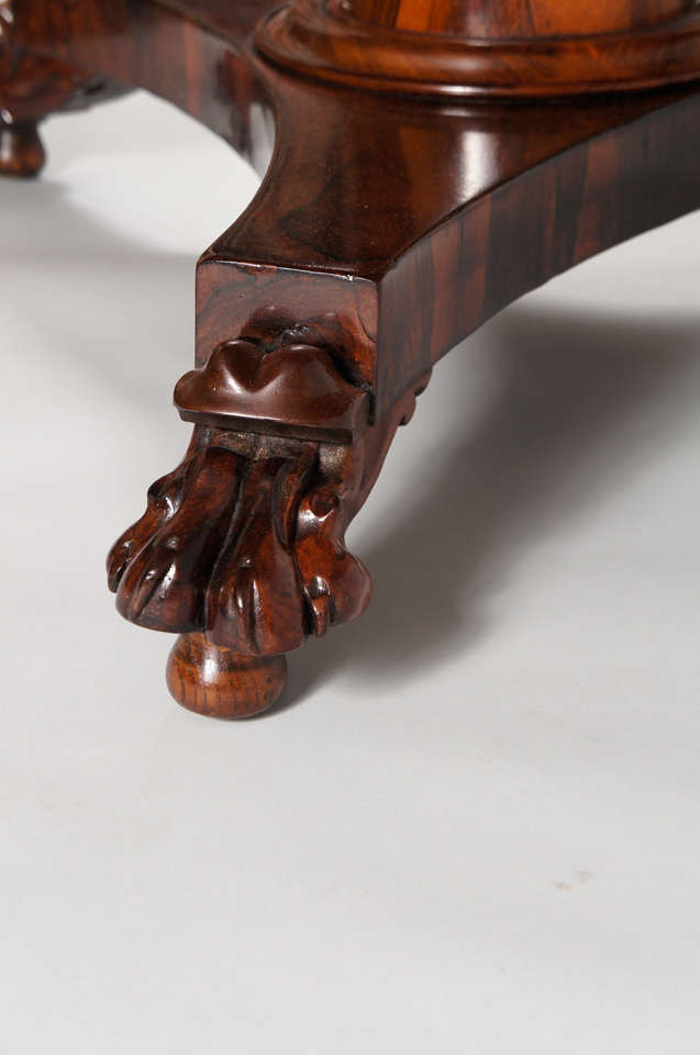 Regency Rosewood Centre Table with Paw Feet 2
