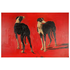 Oil Painting of 2 Greyhounds