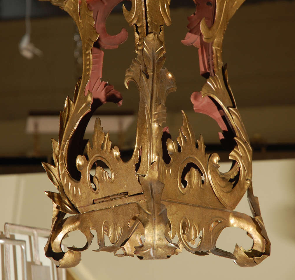 Italian Venetian Style Tole Lantern Larger Pendant For Sale