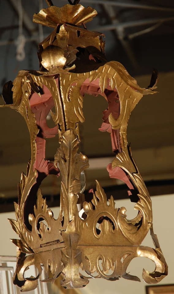 20th Century Venetian Style Tole Lantern Larger Pendant For Sale