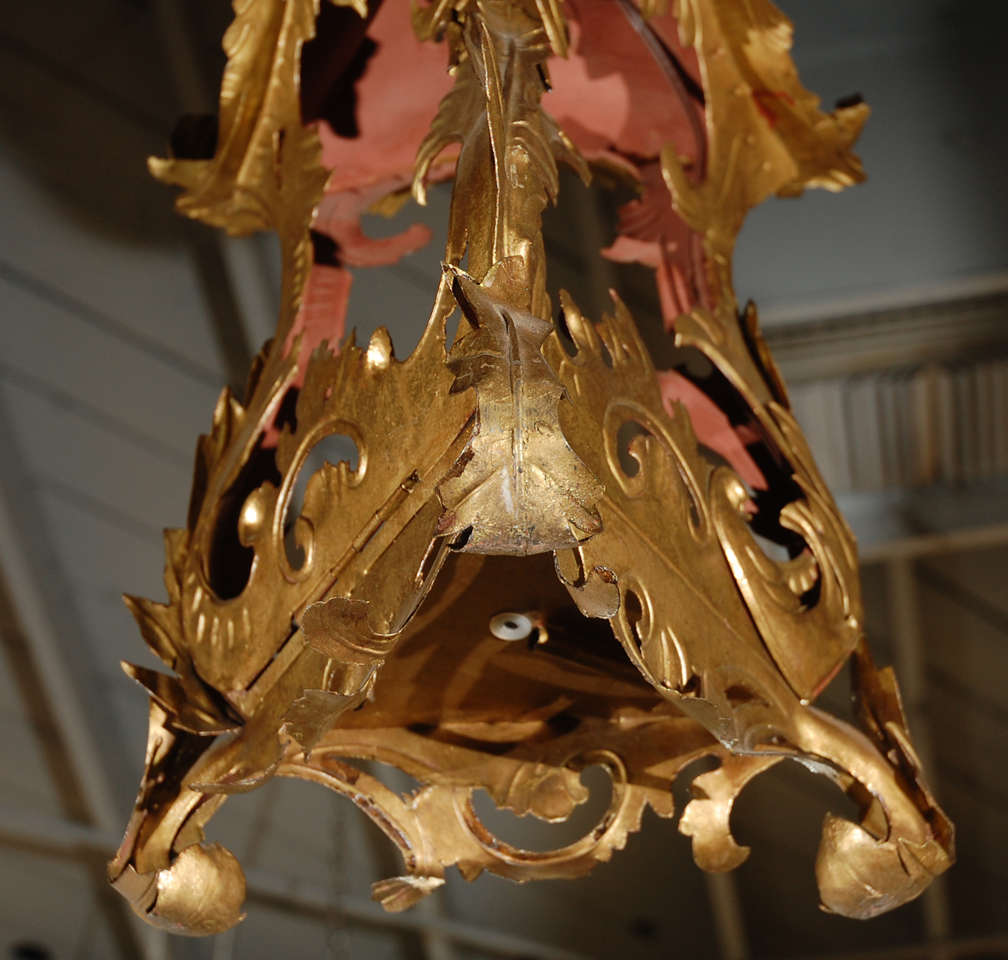Metal Venetian Style Tole Lantern Larger Pendant For Sale