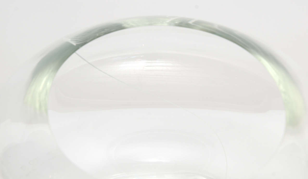 Seguso Elliptical Glass Bowl with White Ribbon Detail 1