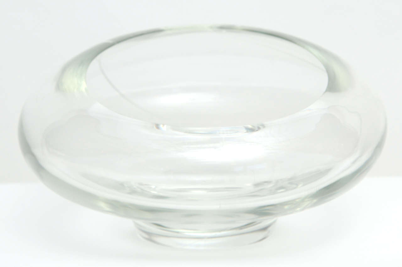 Seguso Elliptical Glass Bowl with White Ribbon Detail 2