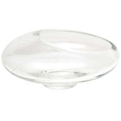 Seguso Elliptical Glass Bowl with White Ribbon Detail