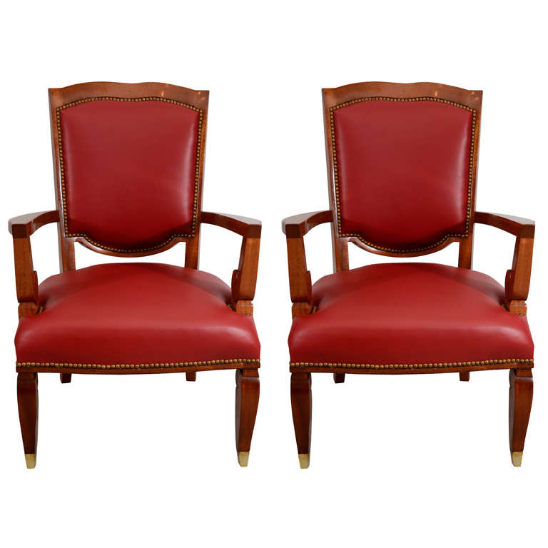 Pair of Armchairs by Jules Leleu For Sale