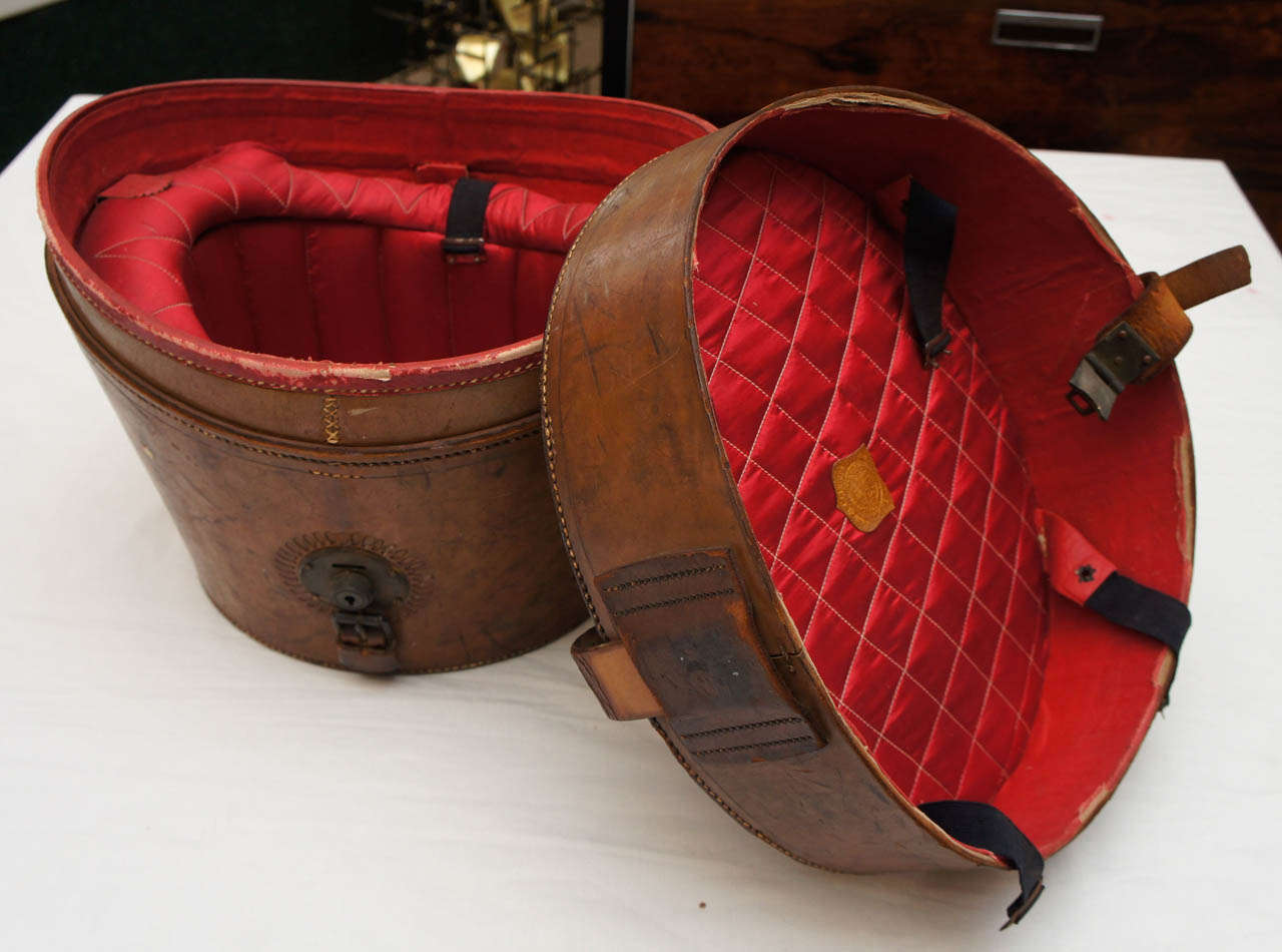 English Antique Leather Hat Box