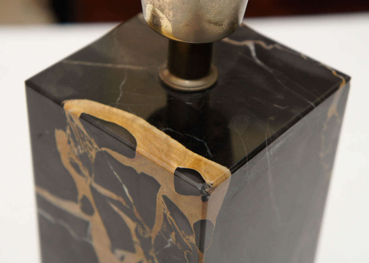 A Pair of Marble Based Table Lamps In Excellent Condition In Hudson, NY