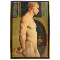 A 1924 Oil Painting Study of a Nude Man
