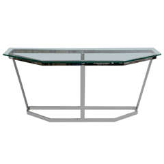 Mid Century Modern Polished Chrome & Glass Milo Baughman Console Table 7