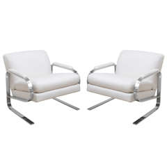 Pair of Chrome/Upholstered Chairs attributed to Breuton