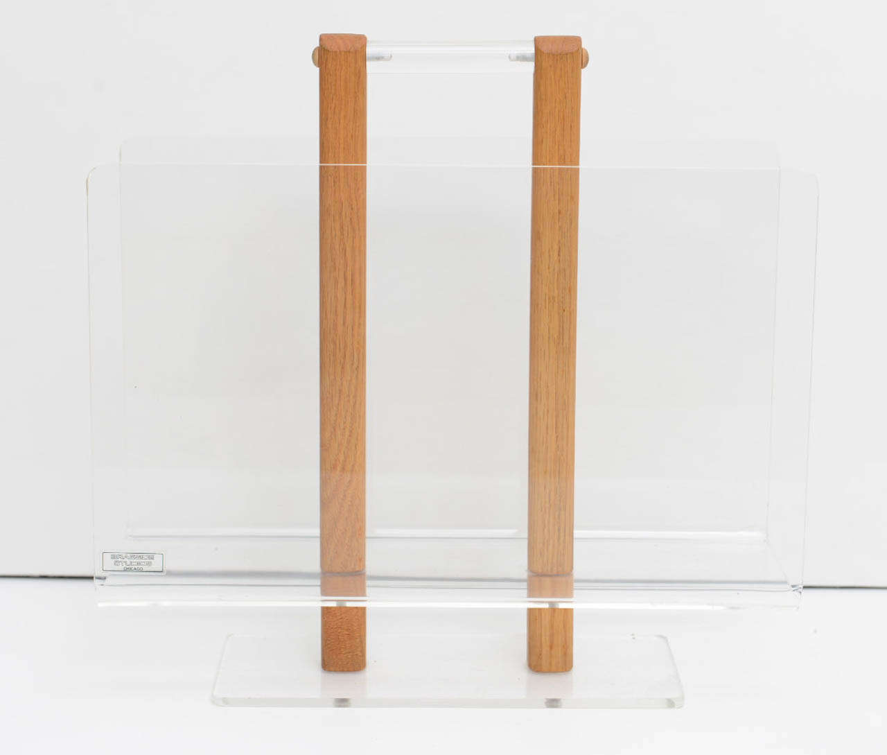 Américain Vieux Porte-revues en chêne et Lucite