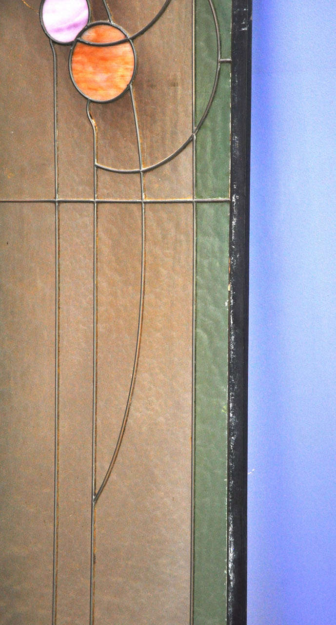 Verre Ensemble de quatre vitraux Art Nouveau attribués à Victor Horta