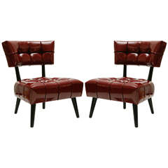 Pair of Biscuit-Tufted Hostess Chairs by William Haines