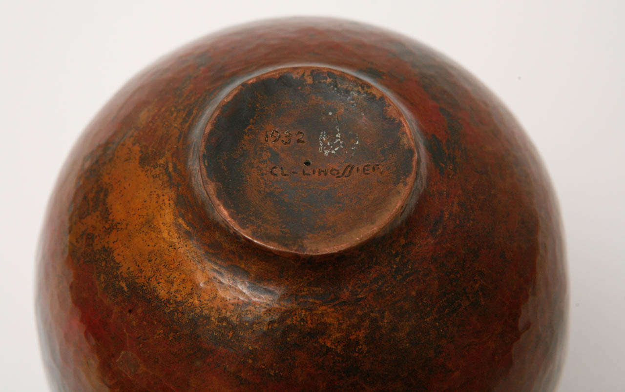 Copper Dinanderie Vase by Claudius Linossier