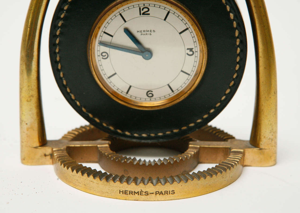 French Stirrup Clock by Paul Dupre Lafon for Hermès
