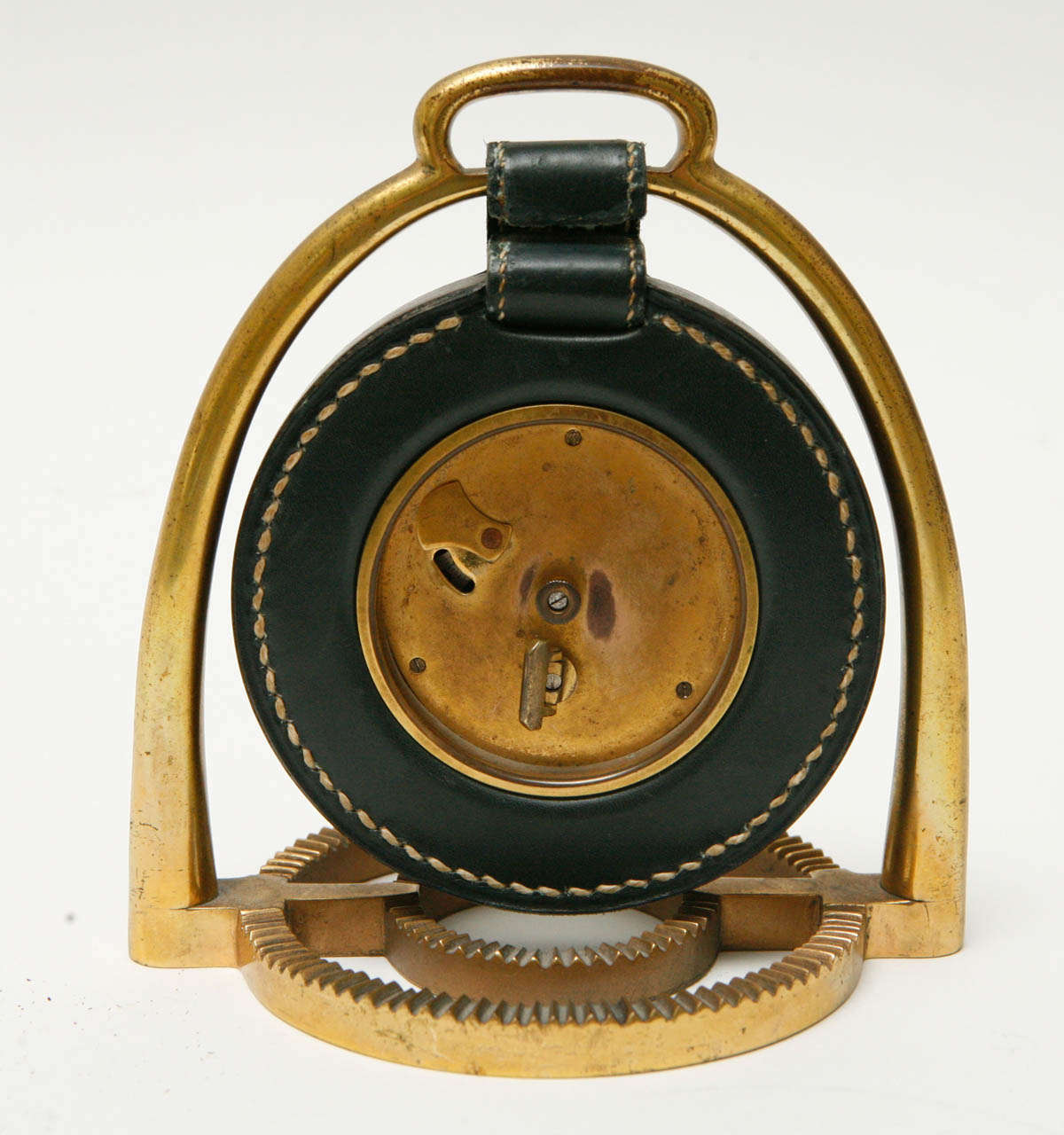 Brass Stirrup Clock by Paul Dupre Lafon for Hermès