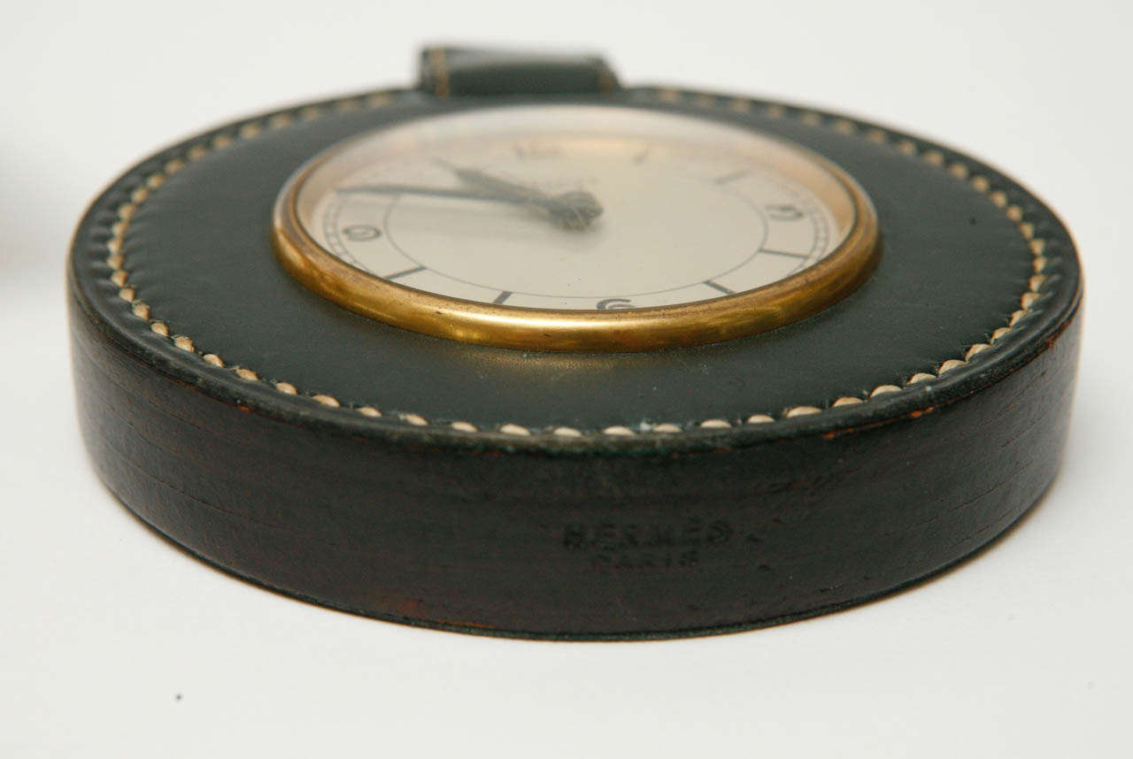 Brass Stirrup Clock by Paul Dupre Lafon for Hermès
