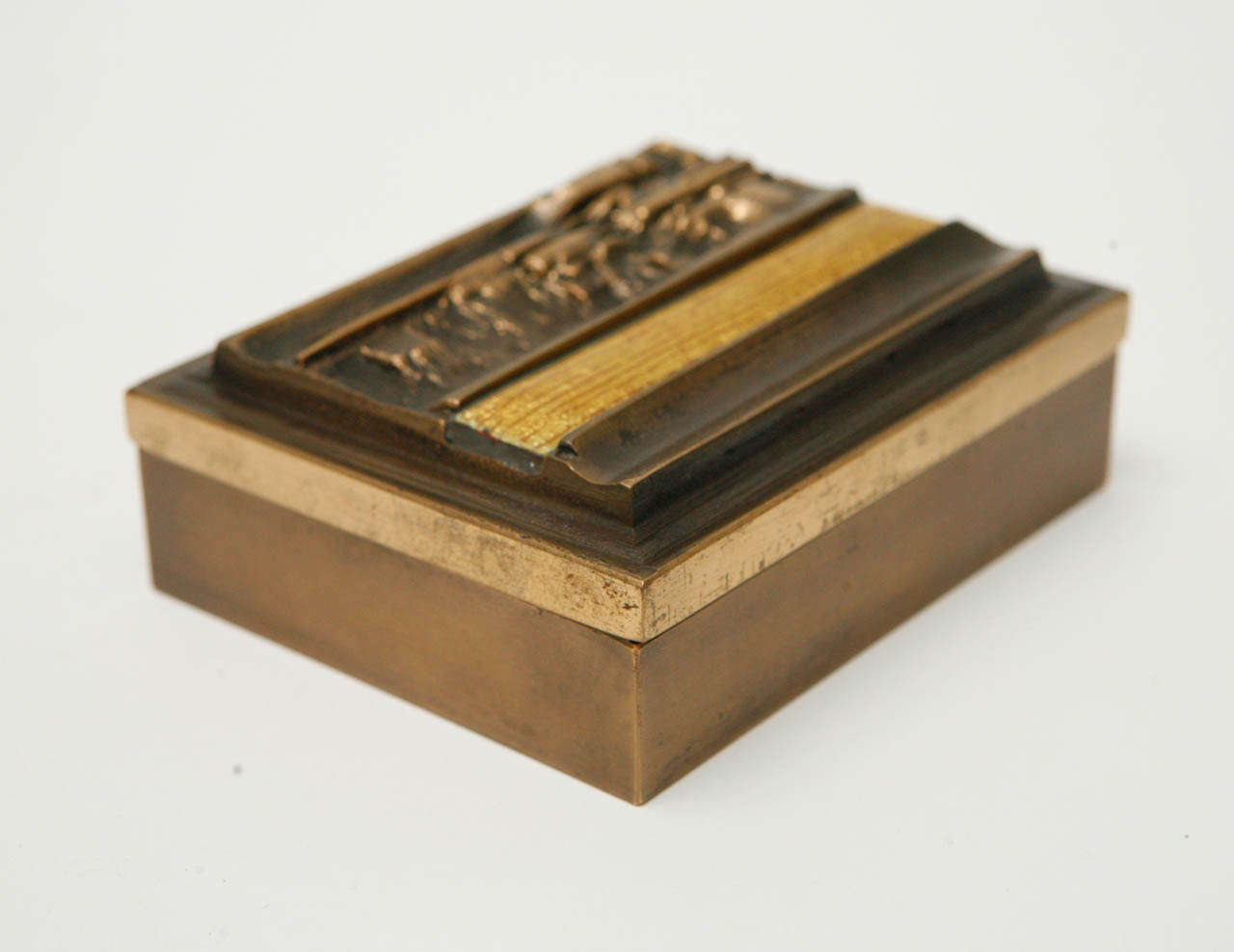 Enameled Bronze Table Lighter and Box by Del Campo 2