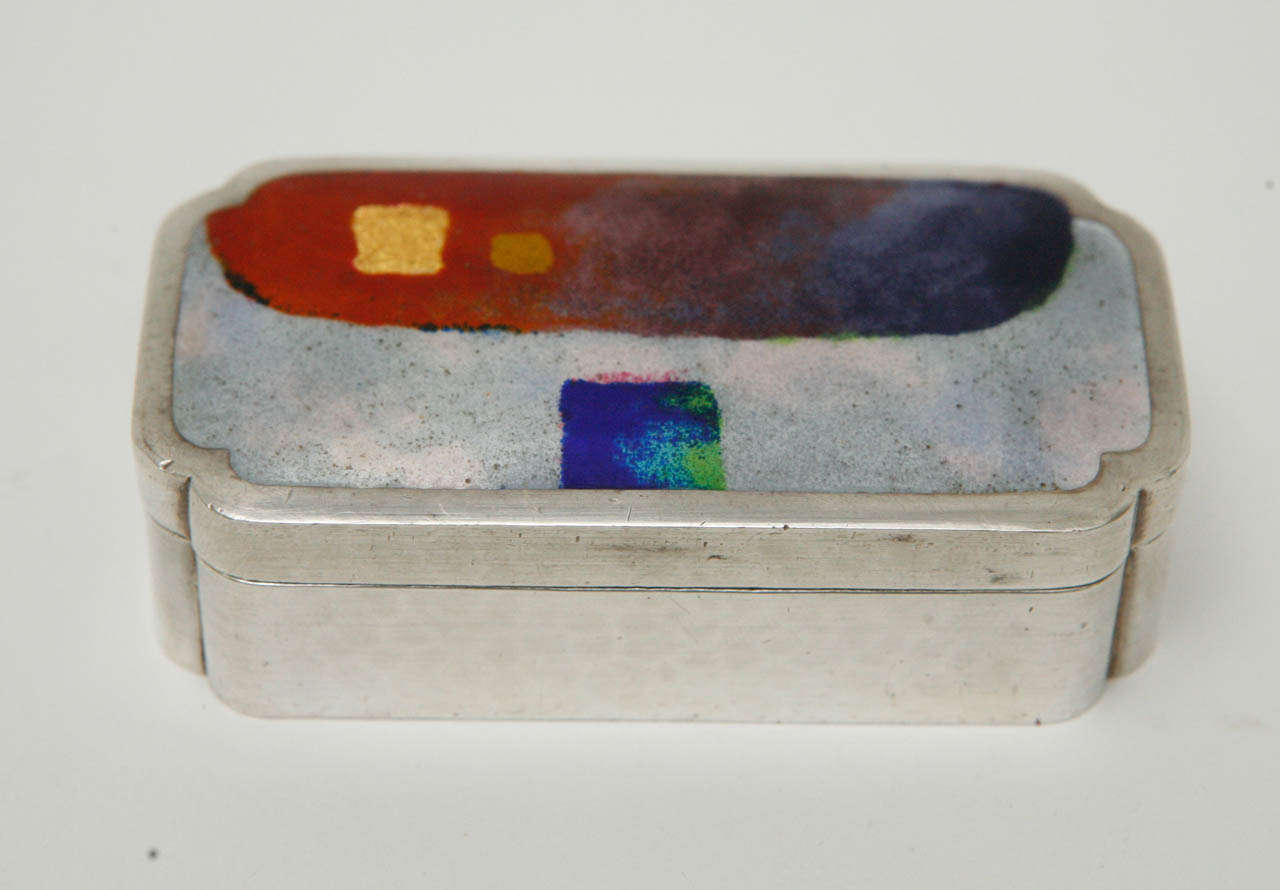 Modernistische Sterling Silber & Emaille Boxen (Japanisch)