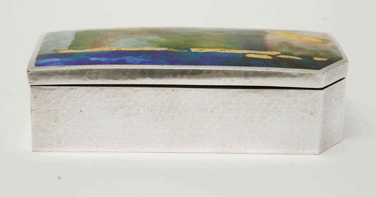Modernistische Sterling Silber & Emaille Boxen 1