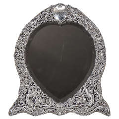 English 19th Century Sterling Silver Monumental Frame with Filigree Decoration on Velvet