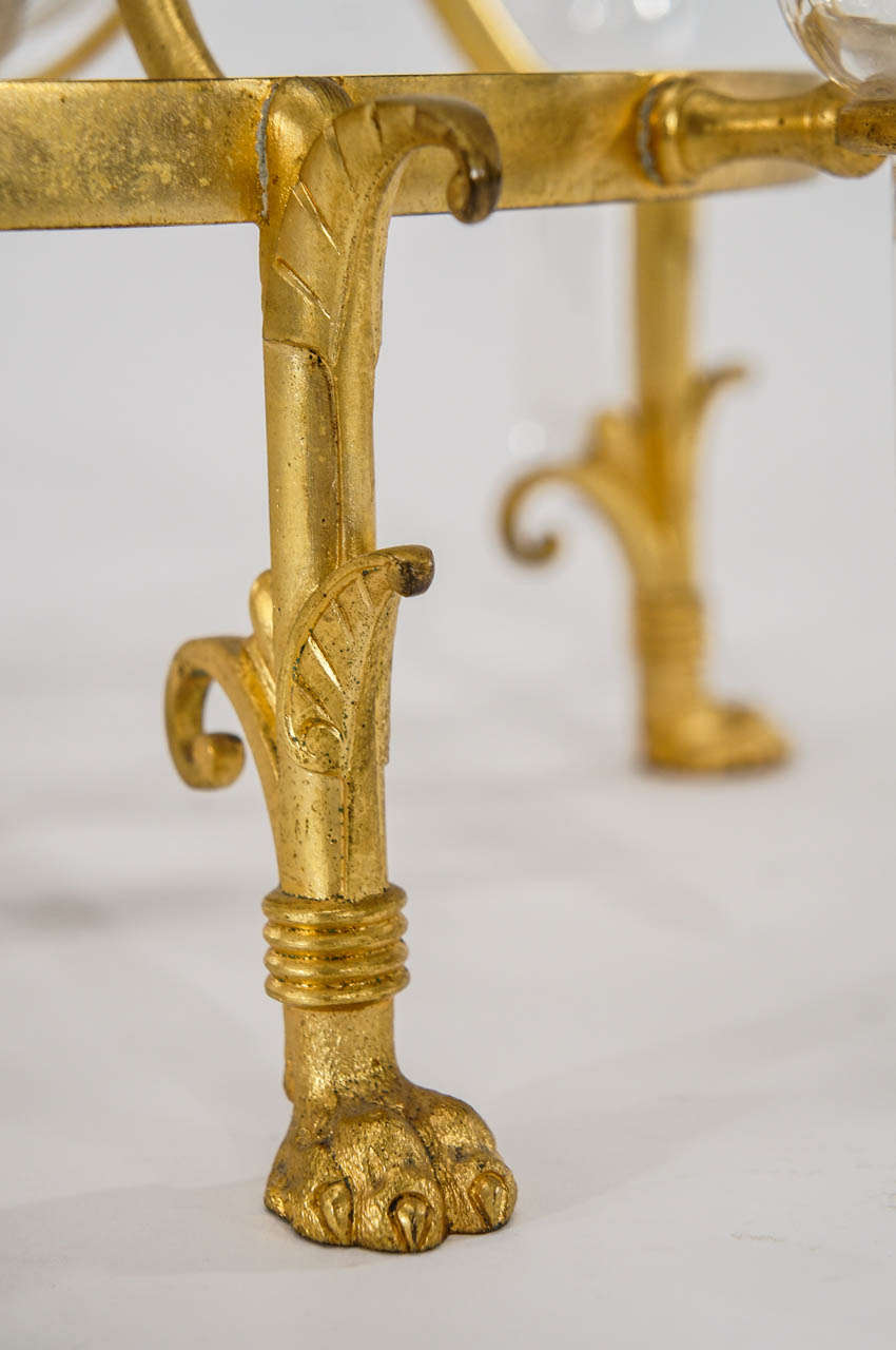19th Century Osler Bronze Vermeil Epergne with Hand Blown Crystal Trumpets & Center Bowl