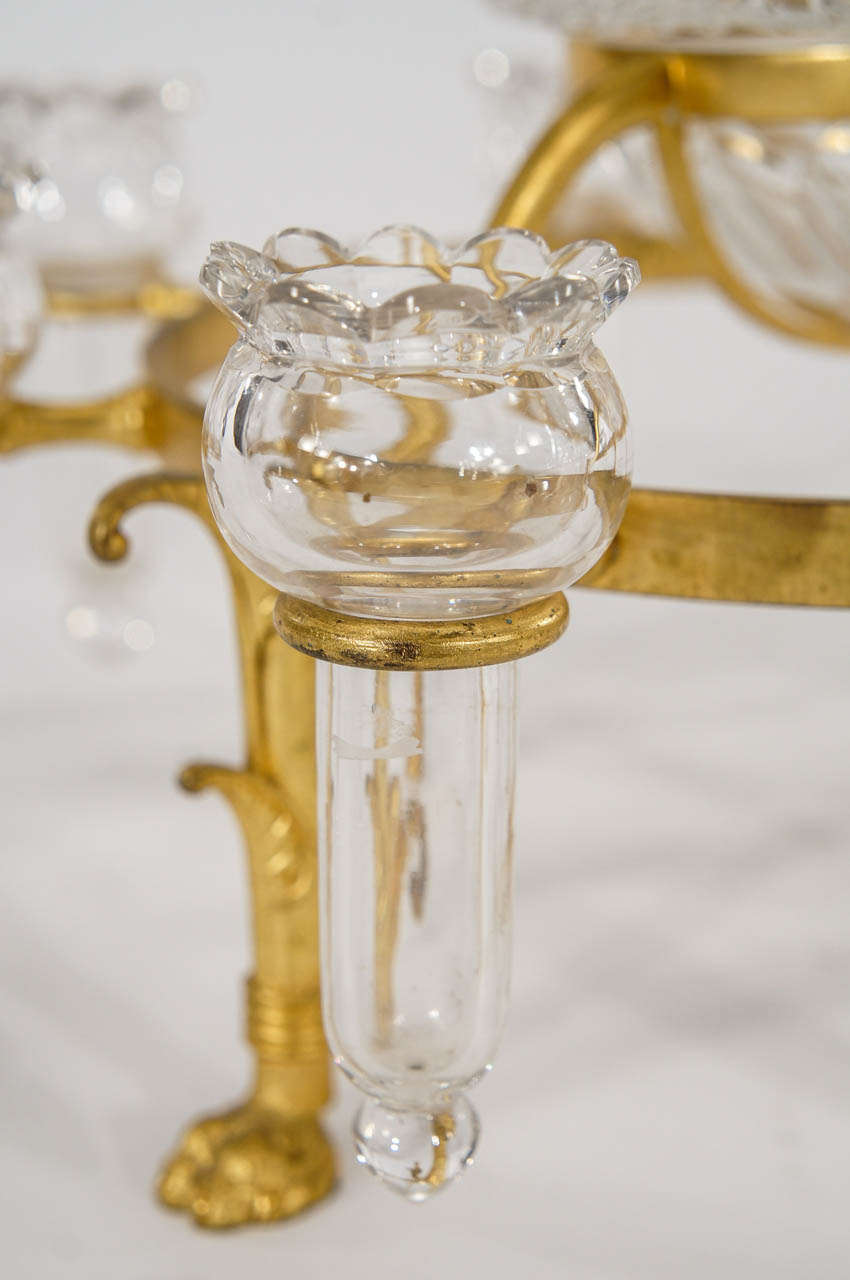 Osler Bronze Vermeil Epergne with Hand Blown Crystal Trumpets & Center Bowl 1