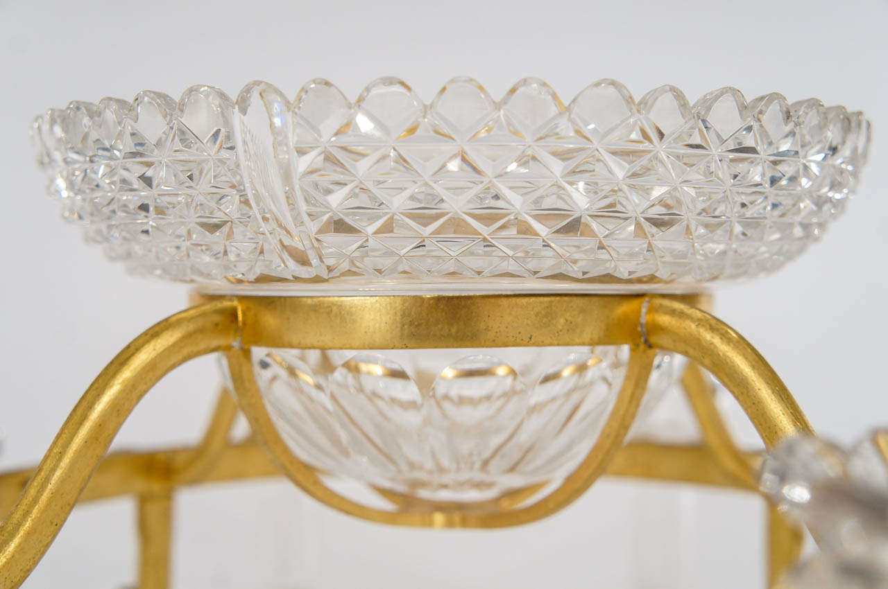 Osler Bronze Vermeil Epergne with Hand Blown Crystal Trumpets & Center Bowl 2