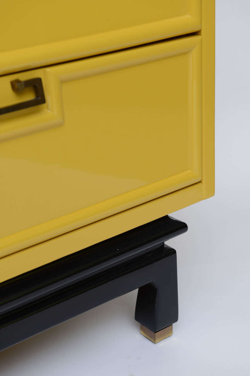 Fine 1960s Asian Inspired Mustard Lacquer Nine Drawer Dresser 1