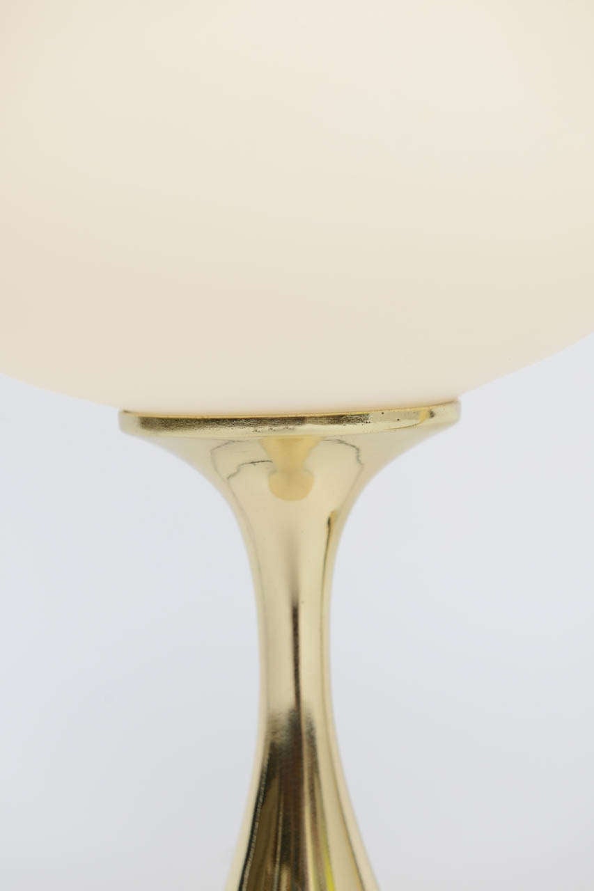 Mid-Century Modern Pairs Laurel Lollipop Table Lamps in Nickel or Brass