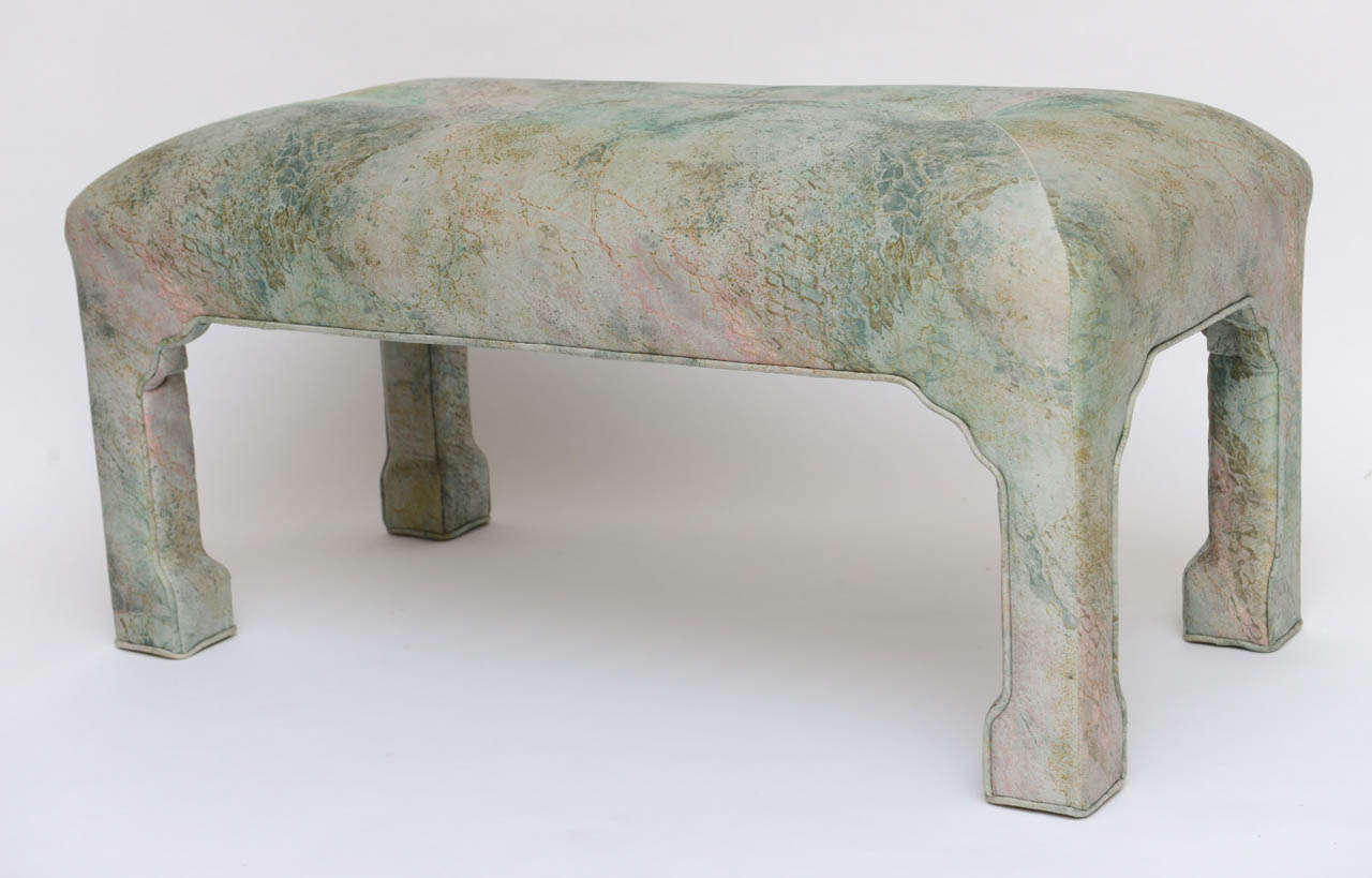 Modern Thayer Coggin Sculpted Leg Tufted Upholstered Bench