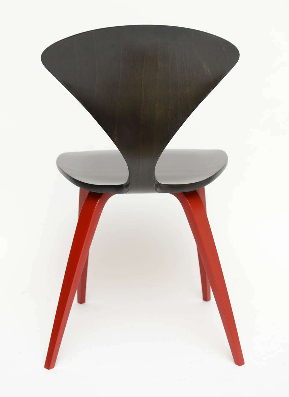 Ebonized Walnut Cherner Style Chairs with Chinese  Red Legs 2
