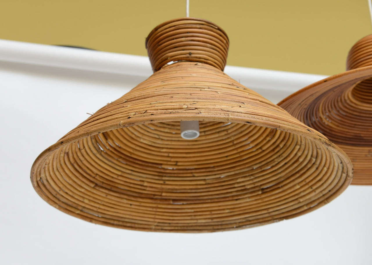 Großformatige Rattan Pendelleuchte - Flare Top (Ende des 20. Jahrhunderts)