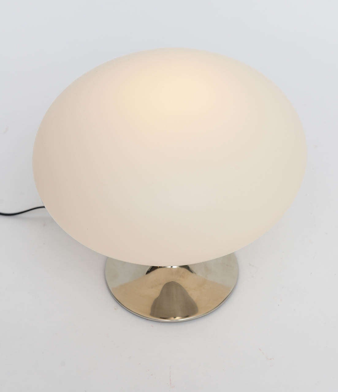 Mid-Century Modern Laurel Satin Glass & Nickel Tulip Mushroom Table Lamp