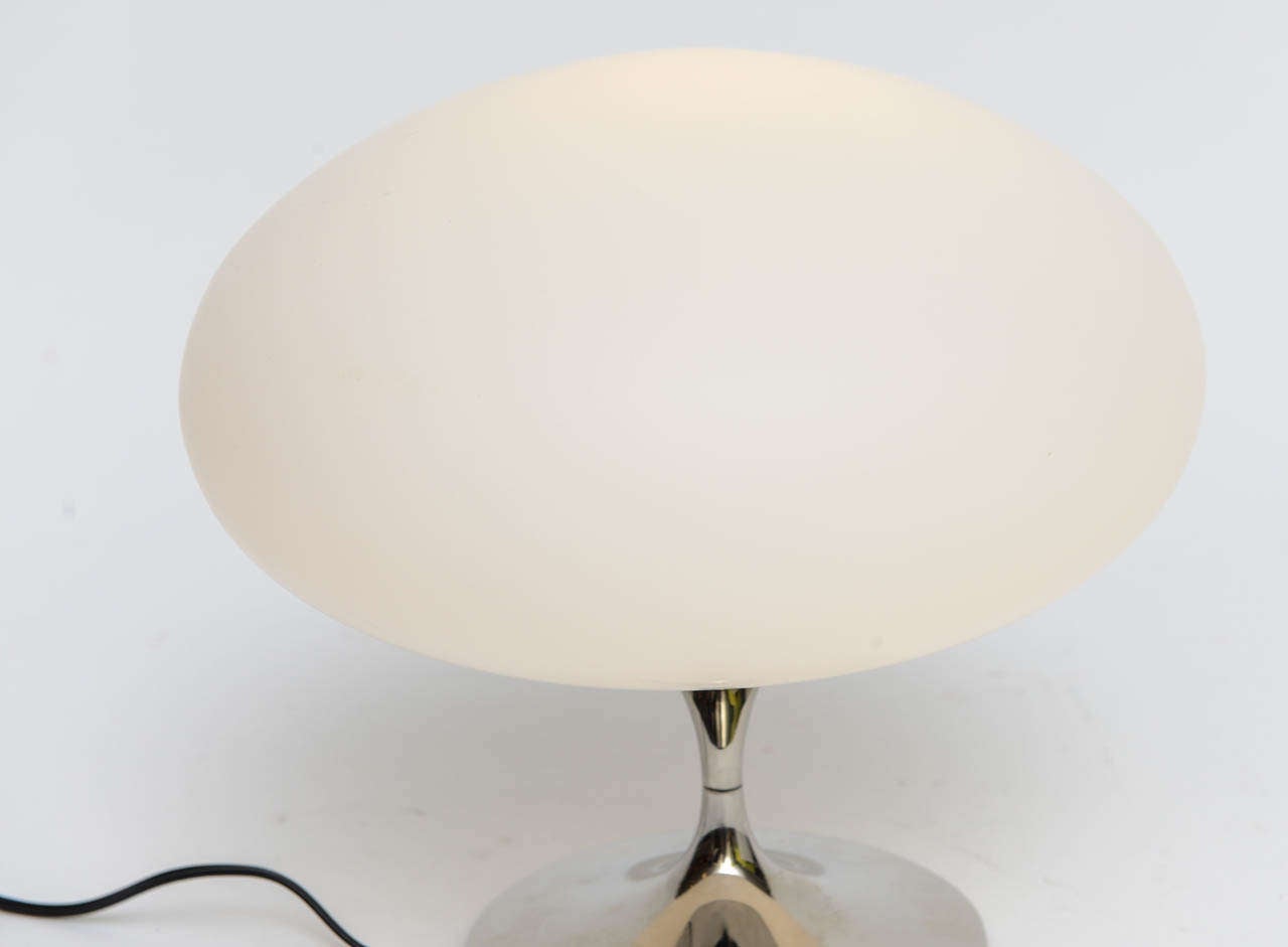 Mid-20th Century Laurel Satin Glass & Nickel Tulip Mushroom Table Lamp