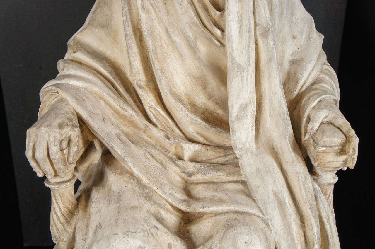 Neoclassical A Fine Large French 19th Century Plaster Maquette of Houdon's Seated Voltaire