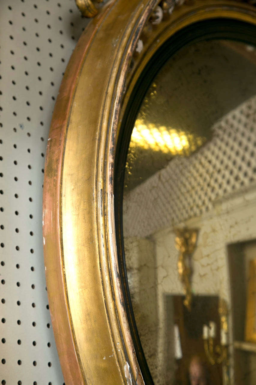 Very Large Giltwood  Convex Mirror with  Eagle Top 2