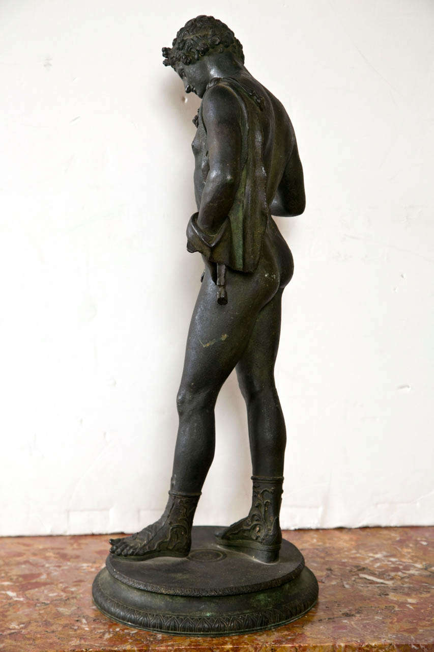 Italian Standing Bronze Figure of Antinous, after the Antique