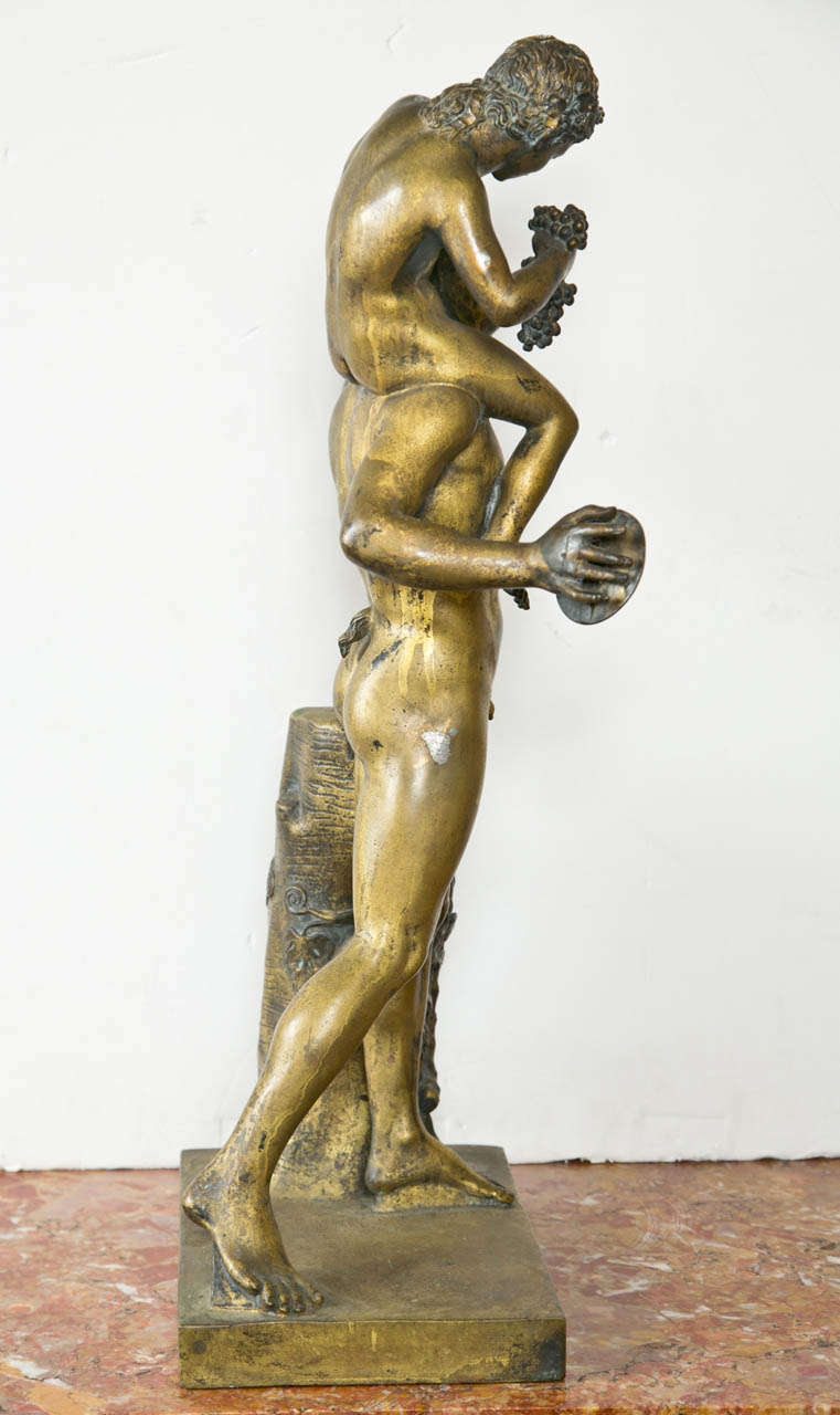 Hand-Crafted 19th Century Italian Bronze  Figure of Bacchus and  Putto