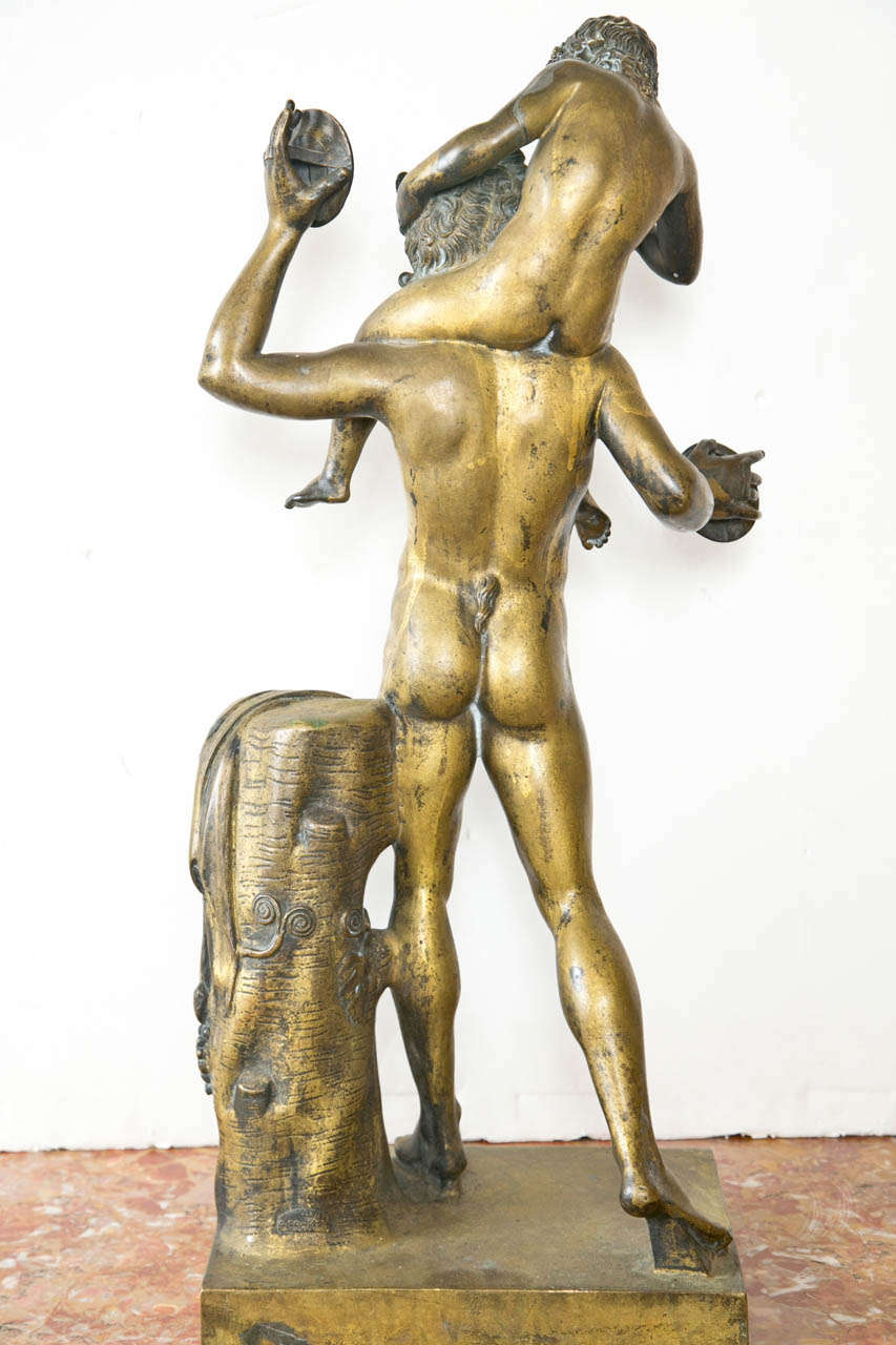 19th Century Italian Bronze  Figure of Bacchus and  Putto In Good Condition In Woodbury, CT