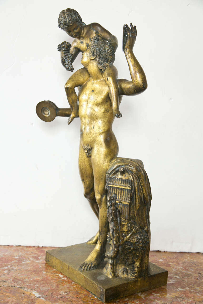 19th Century Italian Bronze  Figure of Bacchus and  Putto 3
