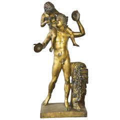 19th Century Italian Bronze  Figure of Bacchus and  Putto