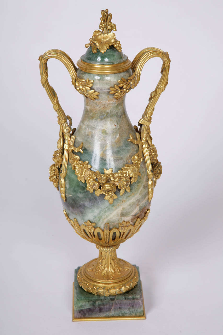 Pair of Ormolu Mounted Fluorspar Vases 1