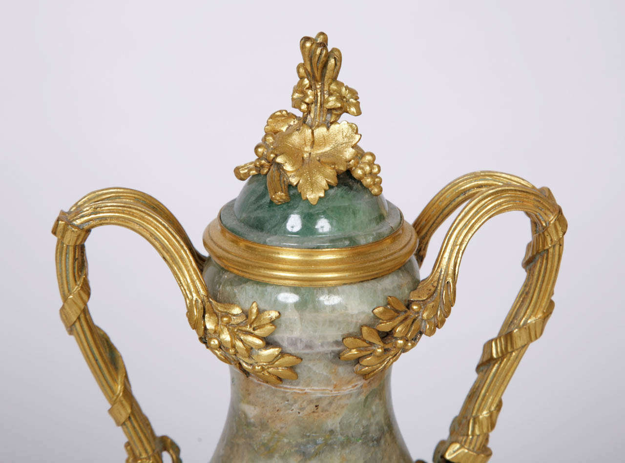 Pair of Ormolu Mounted Fluorspar Vases In Excellent Condition In London, GB