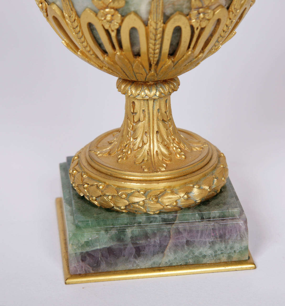 19th Century Pair of Ormolu Mounted Fluorspar Vases