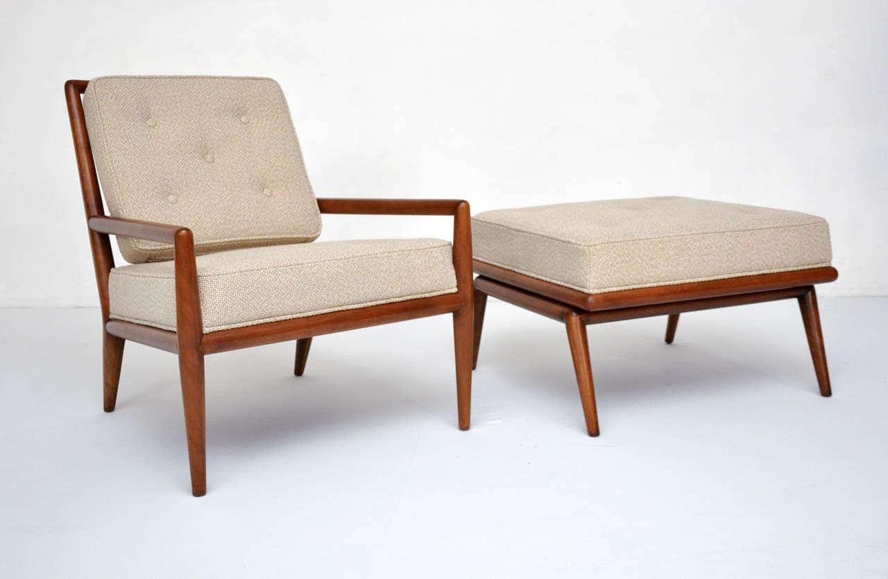 Mid-Century Modern T.H. Robsjohn Gibbings Lounge Chair with Ottoman