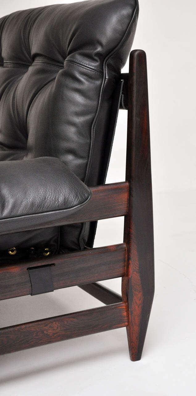 Leather Brazilian Rosewood Sofa by Jean Gillon