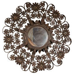 Vintage Tin Floral Mirror